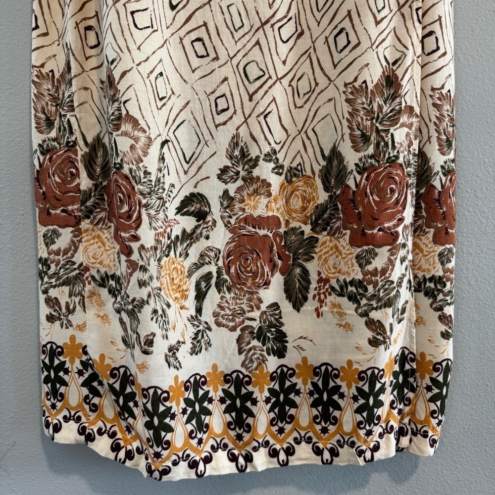 Hot Topics Floral Geometric Wrap Midi Skirt Hawaii Boho Tropical Beach M - Picture 3 of 8
